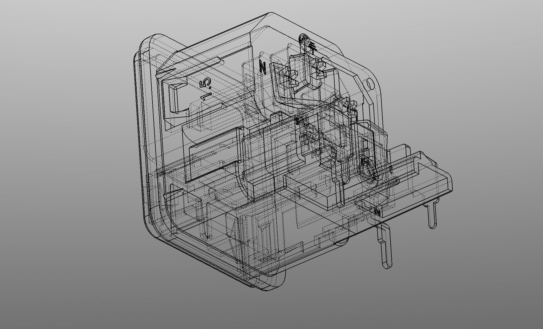 Mechanical assembly render with stacked gears